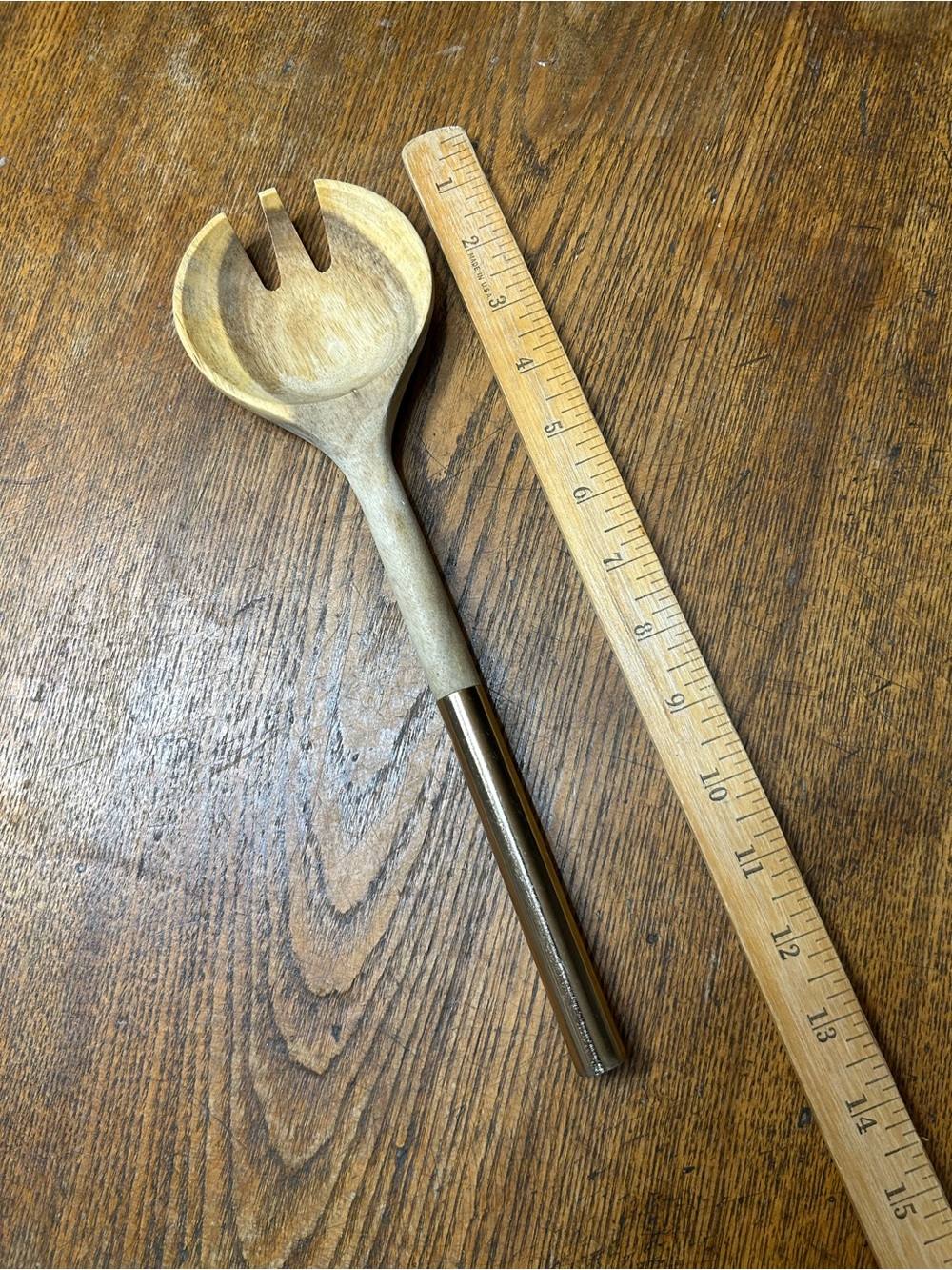Kitchen Utensil Server Wood with Metal Handle